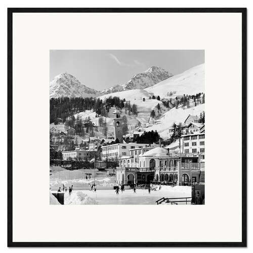Impression artistique encadrée St. Moritz, 1966