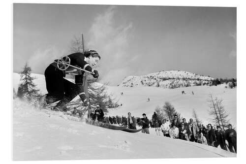 Hartschaumbild Skier Rosmarie Bleuer, 1948 In St. Moritz