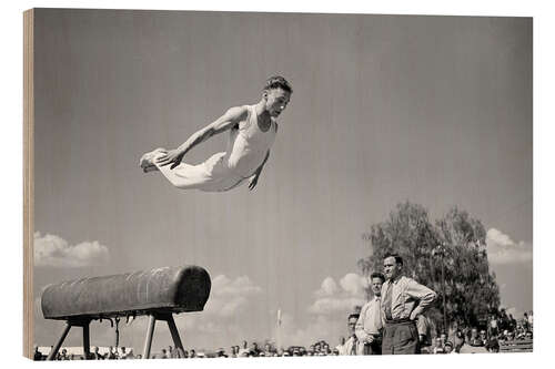 Hout print Gymnast Hans Eugster in Helsinki, 1952