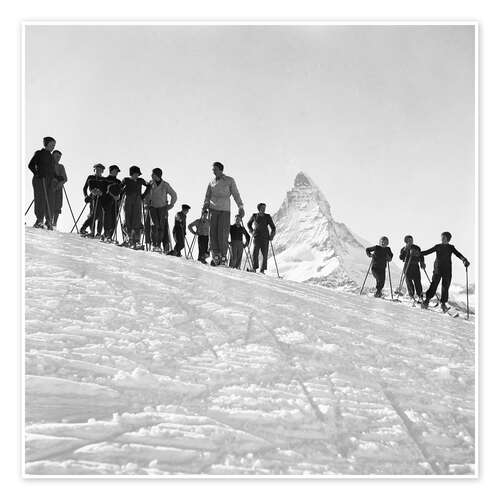 Poster Skifahrer vor dem Matterhorn, Schweiz, 1941