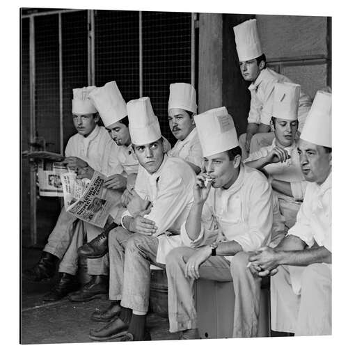 Print på aluminium Cooks at the Zurich Station During a Break, 1968