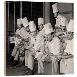 Tableau en bois Cooks at the Zurich Station During a Break, 1968