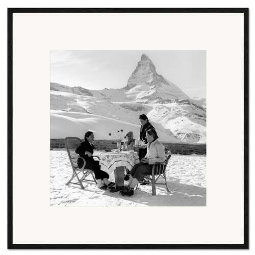 Framed art print Tea time in front of Matterhorn, Switzerland, 1945