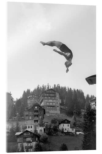 Acrylic print High-diver Ernst Strupler at the Swiss Championships in Arosa, 1947