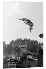 Hartschaumbild Turmspringer Ernst Strupler bei den Schweizer Meisterschaften in Arosa, 1947