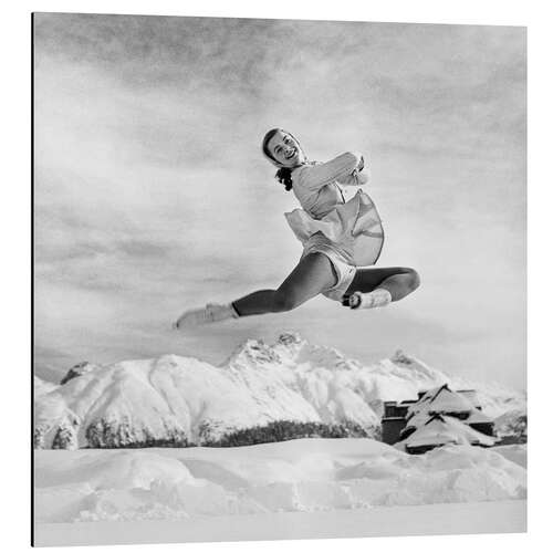 Print på aluminium Ice figure skater Barbara Ann Scott, St. Moritz, 1948