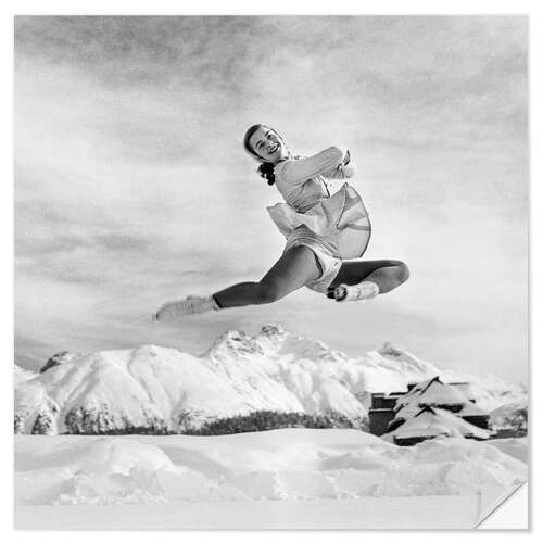 Selvklæbende plakat Ice figure skater Barbara Ann Scott, St. Moritz, 1948