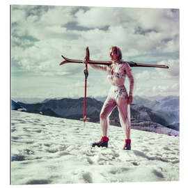Quadro em plexi-alumínio Winter Sports Ski Fashion, Switzerland, 1959