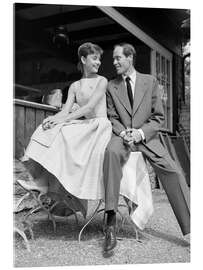 Acrylglasbild Audrey Hepburn und Mel Ferrer, 1959