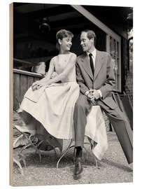 Wood print Audrey Hepburn and Mel Ferrer, 1959