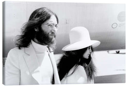 Tableau sur toile John Lennon and Yoko Ono in Geneva, 1969