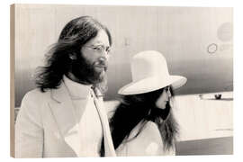 Holzbild John Lennon und Yoko Ono in Genf, 1969