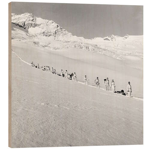 Holzbild Rettung des Flugzeugabsturzes auf der  Gauligletscher, 1946