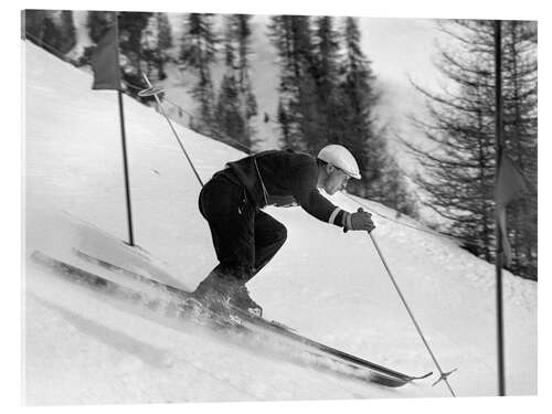 Akrylbilde Ski Racer Edi Reinalter, 1948