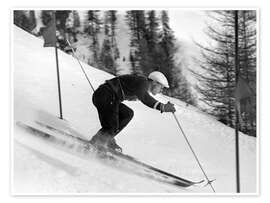 Wall print Ski Racer Edi Reinalter, 1948 - Vintage Ski Collection