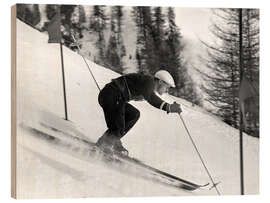 Tableau en bois Ski Racer Edi Reinalter, 1948 - Vintage Ski Collection