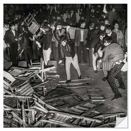 Wandsticker Konzertbesucher demolieren die Sitze beim Konzert der Rolling Stones, Zürich, 1967