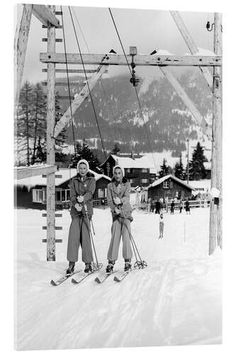 Quadro em acrílico Skiers on ski-lift, Switzerland, 1943