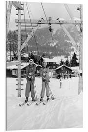 Magnettafel Skifahrer im Skilift, Schweiz, 1943