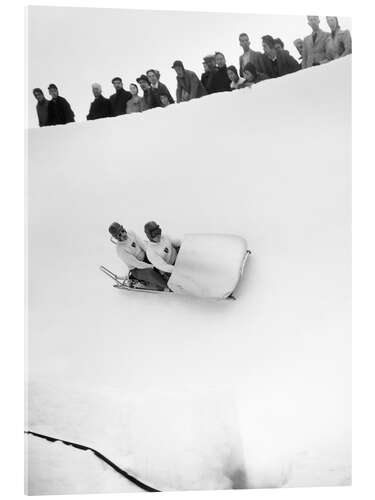 Acrylic print Swiss bobsledders in St. Moritz, 1948