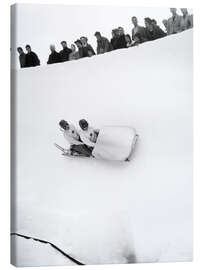 Canvastavla Swiss bobsledders in St. Moritz, 1948