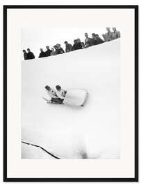Gerahmter Kunstdruck Schweizer Bobfahrer in St. Moritz, 1948