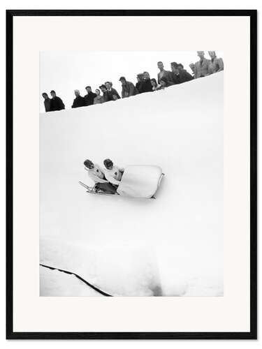 Framed art print Swiss bobsledders in St. Moritz, 1948