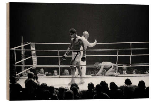 Holzbild Muhammad Ali KO auf Jürgen Blin, Zürich, 1971