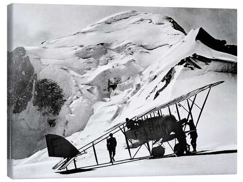 Canvas print Aviation pioneer Francois Durafour lands on Mont Blanc, 1921