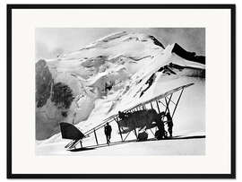 Gerahmter Kunstdruck Flugpionier Francois Durafour landet auf dem Mont Blanc, 1921