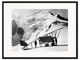 Gerahmter Kunstdruck Flugpionier Francois Durafour landet auf dem Mont Blanc, 1921