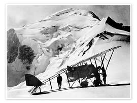 Poster Aviation pioneer Francois Durafour lands on Mont Blanc, 1921