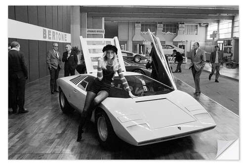 Wandsticker Ein Modell mit Lamborghini Bertone 500 auf dem Genfer Autosalon, 1971