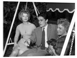 Acrylglasbild Romy Schneider mit Alain Delon und Magda Schneider, 1959
