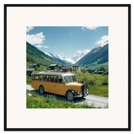 Gerahmter Kunstdruck Postautolinie im Lötschental, 1957
