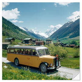 Wandsticker Postautolinie im Lötschental, 1957