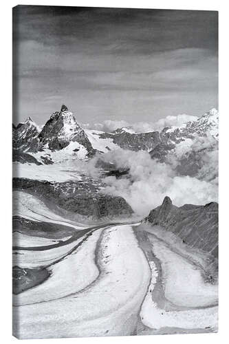 Lærredsbillede Aerial view of the Gorner Glacier and the Matterhorn