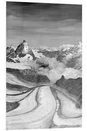 Hartschaumbild Luftaufnahme des Gornergletschers und des Matterhorns