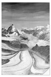 Wandsticker Luftaufnahme des Gornergletschers und des Matterhorns
