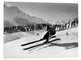 Hartschaumbild Skirennfahrer Karl Molitor in St. Moritz, 1948