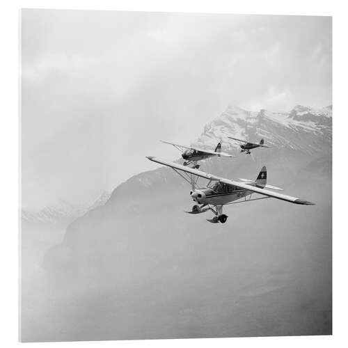 Akrylbillede Swiss glacier pilots in Piper Super Club aircraft, 1960