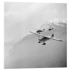 Acrylic print Swiss glacier pilots in Piper Super Club aircraft, 1960