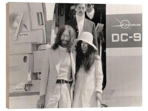 Tableau en bois John Lennon and Yoko Ono, Geneva, 1969