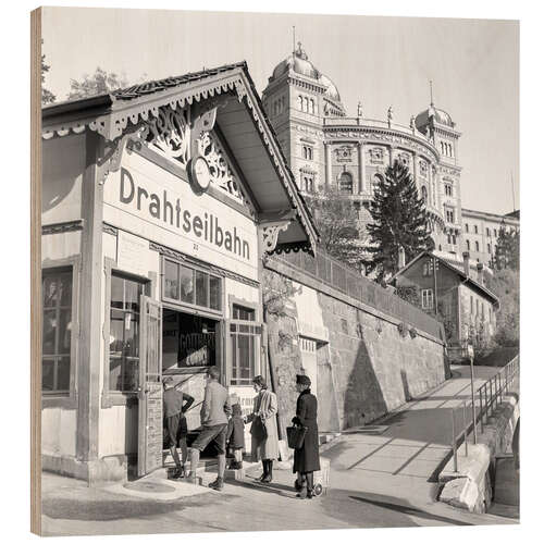 Holzbild Drahtseilbahn Marzilibahn, Bern, 1942