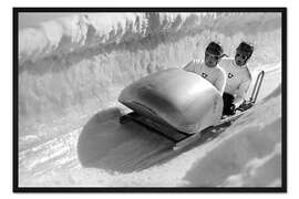 Gerahmter Kunstdruck Zwei-Mann-Bob bei den Spielen in St. Moritz, 1948
