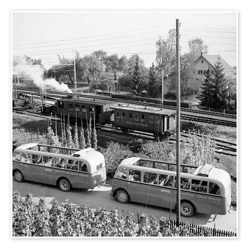 Poster Two Alfa Romeo buses, Zurich, 1943