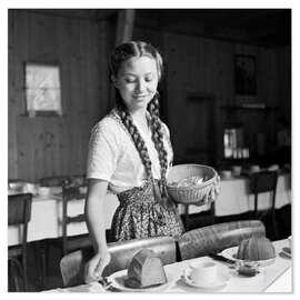 Sticker mural Swiss girl sets the table for breakfast, 1943