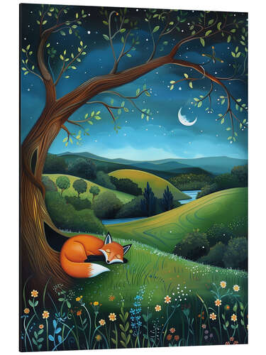Aluminium print Nighttime Fox