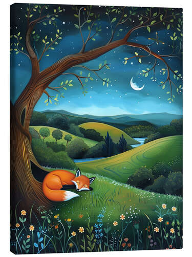 Quadro em tela Nighttime Fox