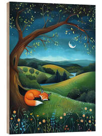 Trätavla Nighttime Fox